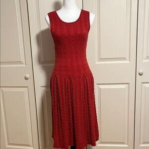 Cable knit dress, orange, 100% wool, women’s size large